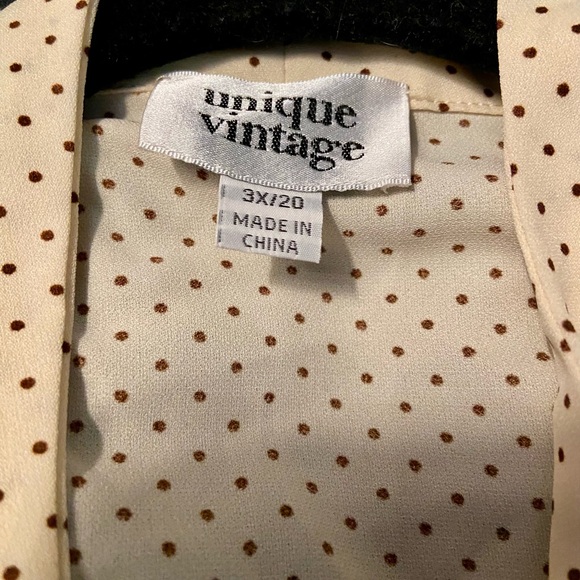 Unique Vintage Cream and Brown Polka Dot Blouse - Picture 5 of 9